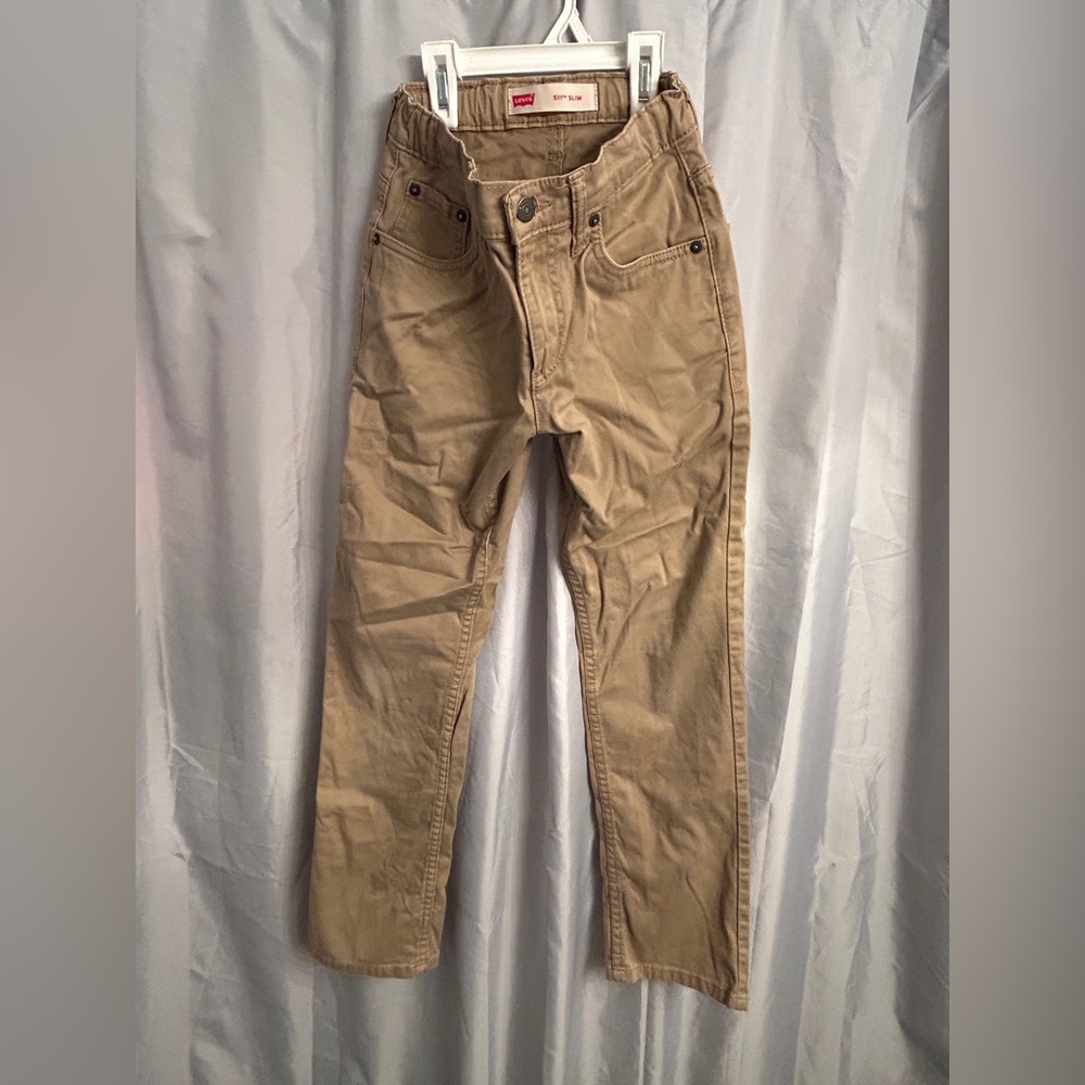 Boys 511 Levi's Tan Pants Sz 12 slim adjustable waist 26 x 26 like new